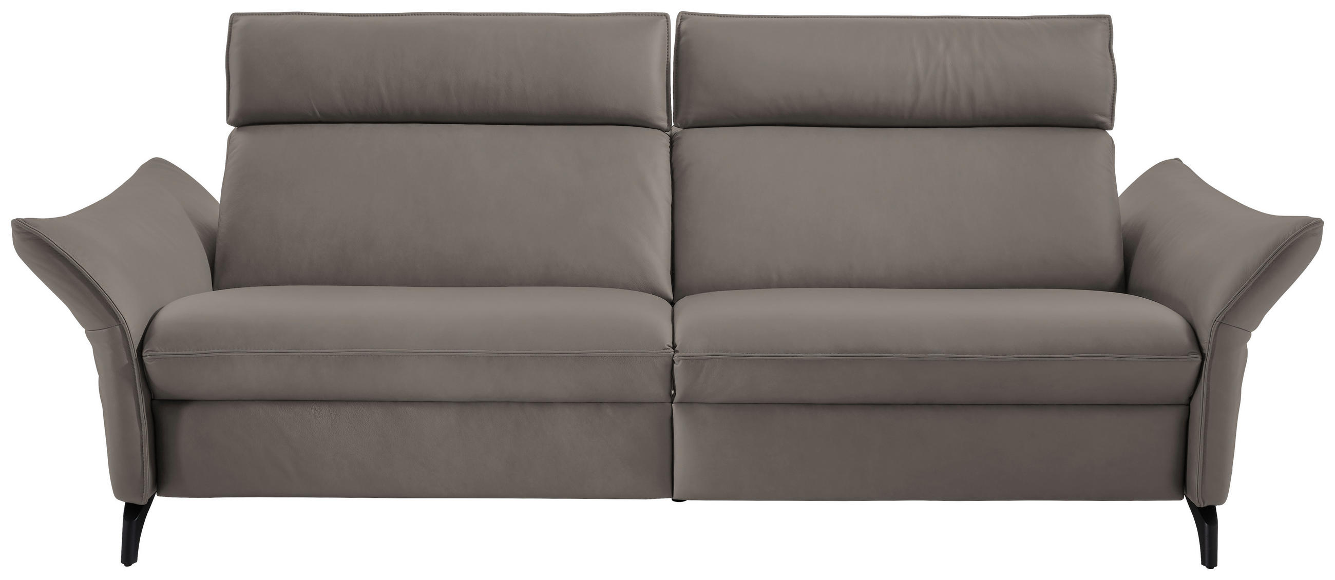 3-SITZER-SOFA in Echtleder Graubraun  - Anthrazit/Graubraun, Design, Leder/Metall (224/94/95cm) - Himolla