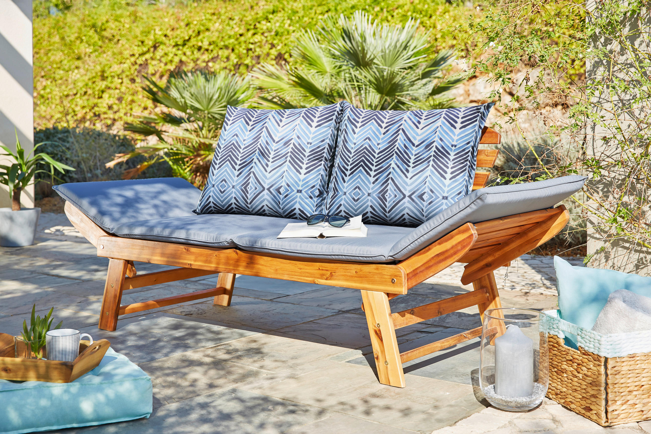 GARTENBANK Akazie - Multicolor/Akaziefarben, Natur, Holz/Textil (190/75/67cm) - Ambia Garden