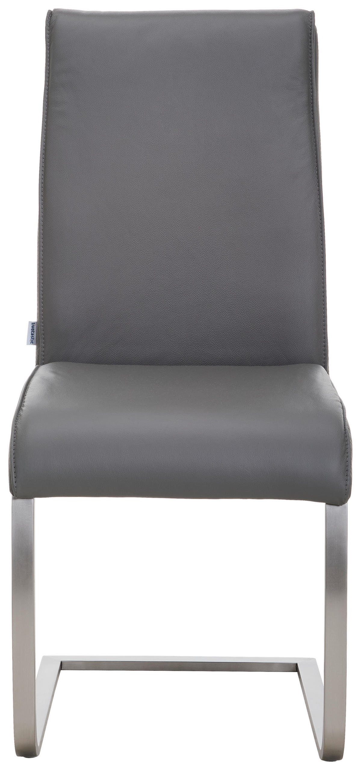 SCHWINGSTUHL  in Edelstahl Echtleder pigmentiert  - Edelstahlfarben/Dunkelgrau, Design, Leder/Metall (46/99/62cm) - Livetastic