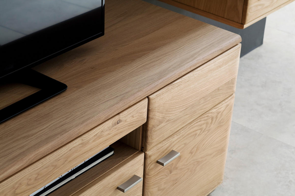 TV-ELEMENT 180/58/50 cm  - Eichefarben/Nickelfarben, Design, Holz/Holzwerkstoff (180/58/50cm) - Livetastic
