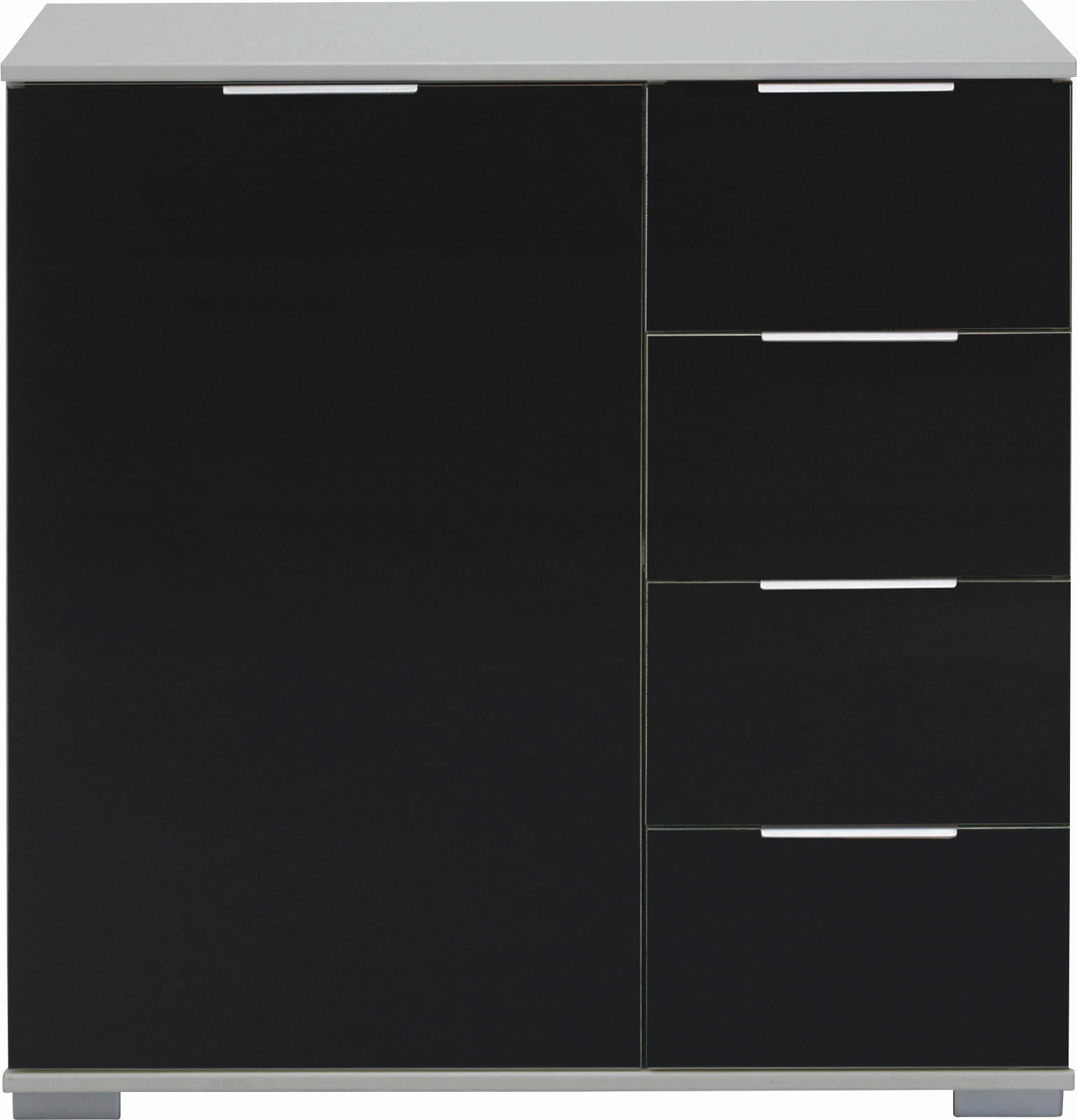 KOMMODE  in 81/83/41 cm  - Alufarben/Schwarz, Design, Glas/Holzwerkstoff (81/83/41cm) - Livetastic