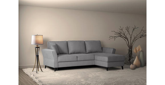 ECKSOFA Grau Velours - Schwarz/Grau, KONVENTIONELL, Holz/Textil (244/159cm) - Carryhome