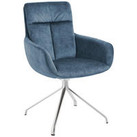 ARMLEHNSTUHL  in Edelstahl Velours  - Edelstahlfarben/Petrol, Design, Textil/Metall (61/90/64cm) - Venjakob