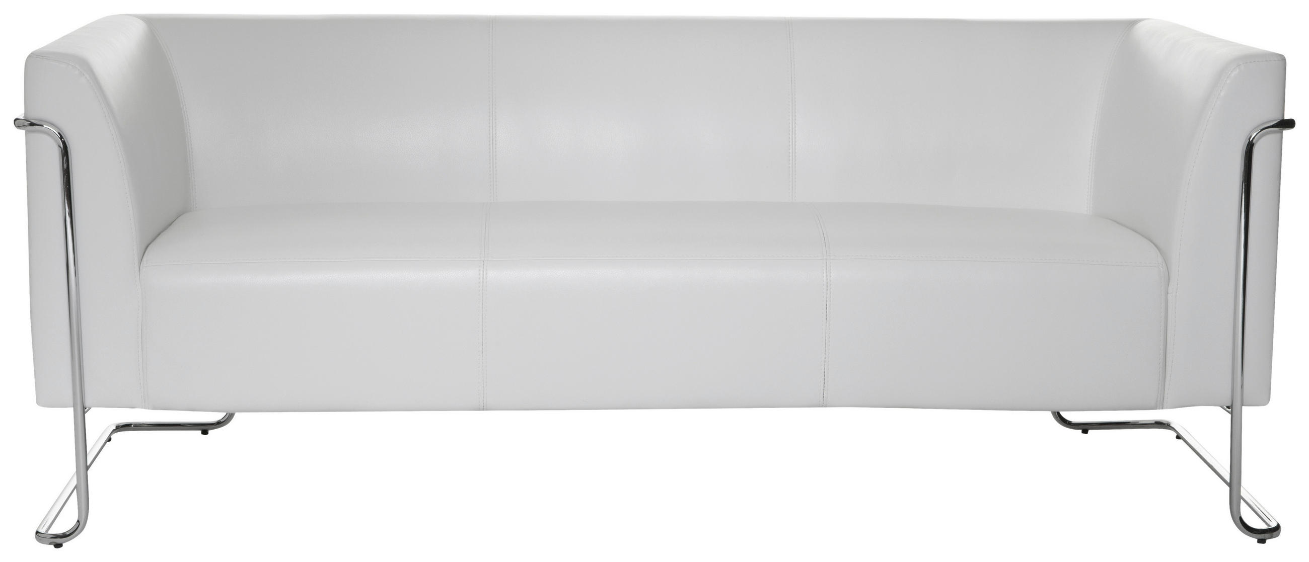 3-SITZER-SOFA in Lederlook Weiß  - Silberfarben/Weiß, MODERN, Textil/Metall (179/71/74cm) - MID.YOU