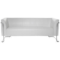 3-SITZER-SOFA in Lederlook Weiß  - Silberfarben/Weiß, MODERN, Textil/Metall (179/71/74cm) - MID.YOU