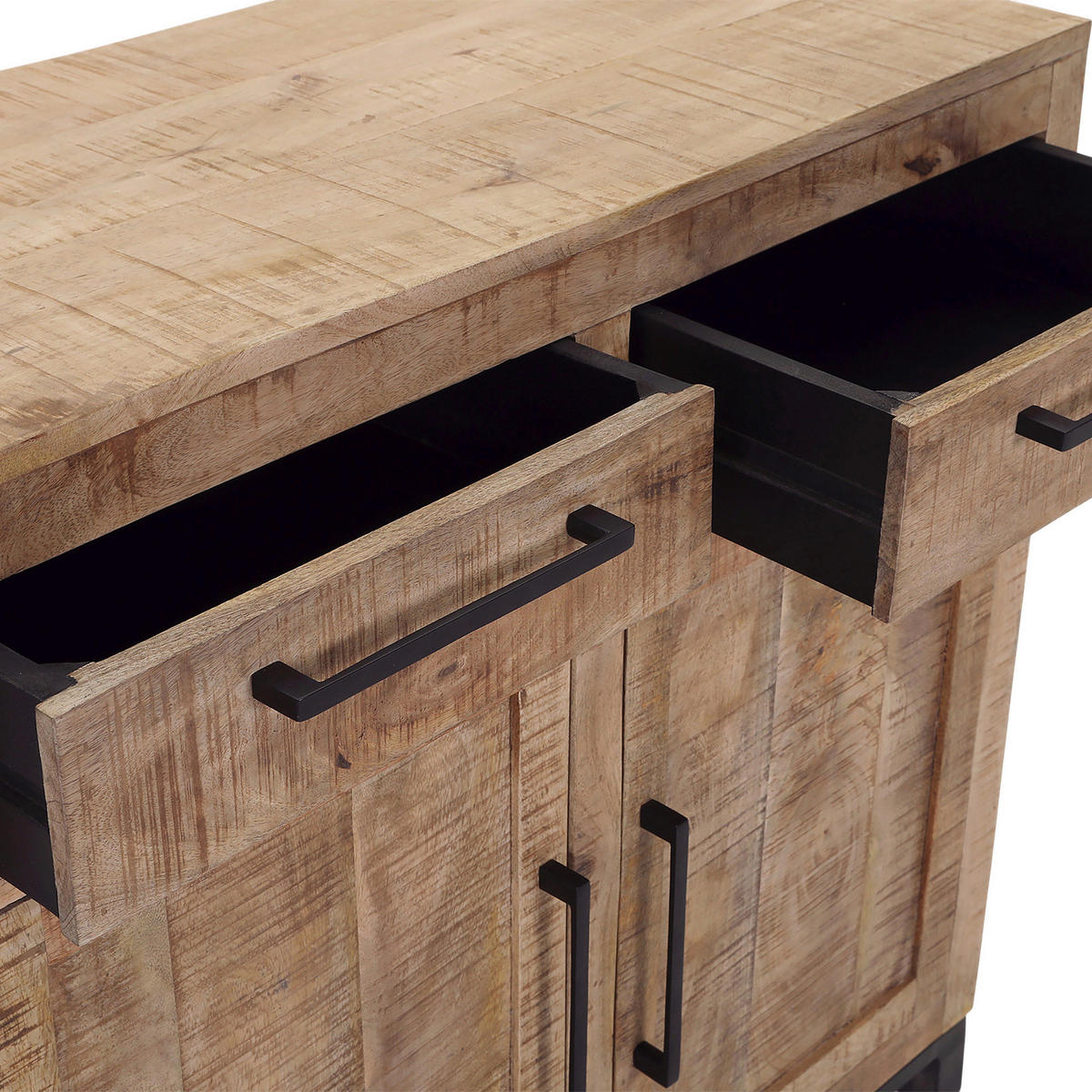 KOMMODE , 90/85/40 cm, 2 Schublade(n)  - Schwarz/Naturfarben, Design, Holz/Metall (90/85/40cm) - Landscape