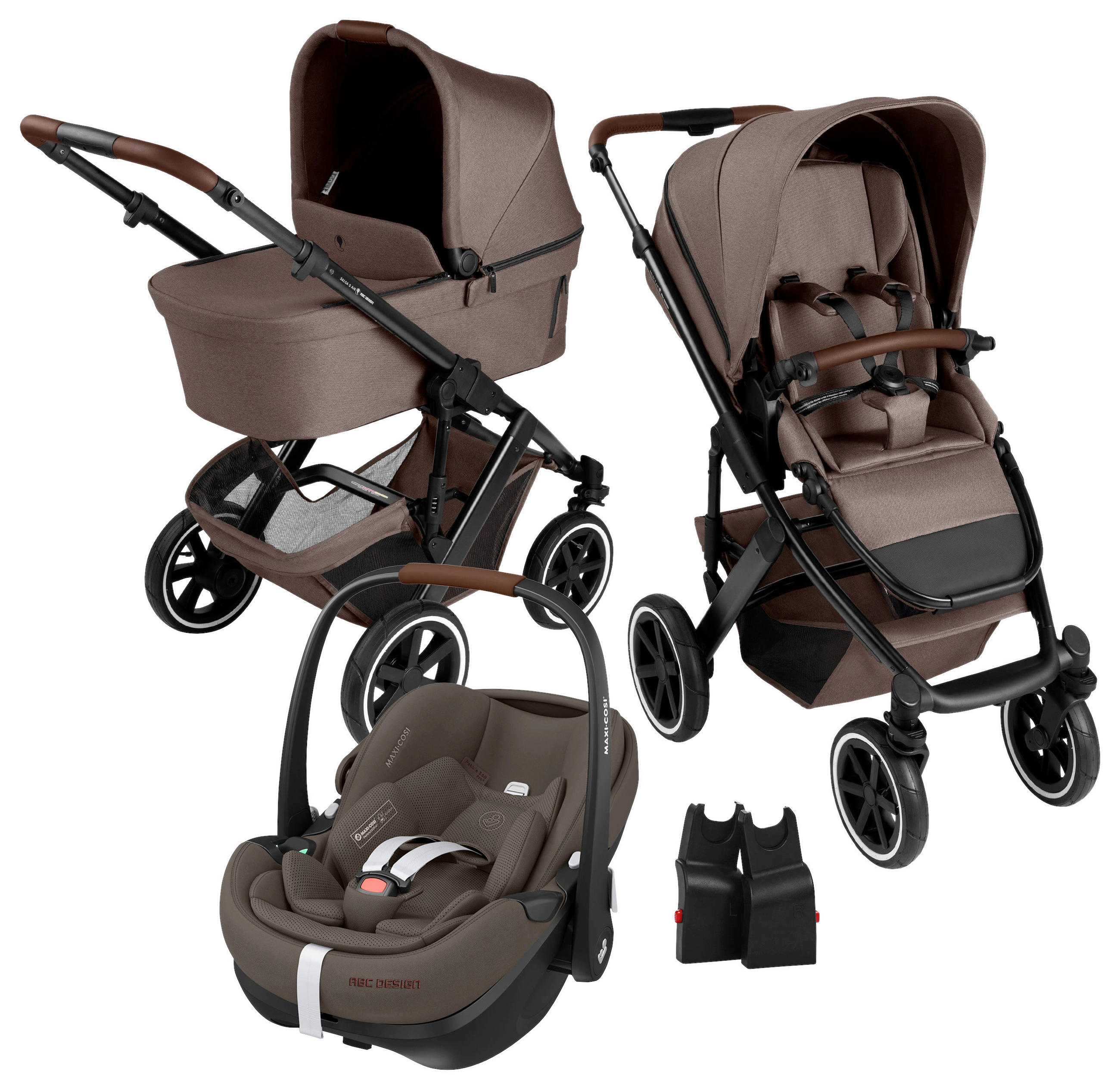 KINDERWAGENSET Salsa 5 Air All In One Set Maxi Cosi  - Sandfarben/Schwarz, Basics, Textil/Metall (95,5/63/118cm) - ABC Design