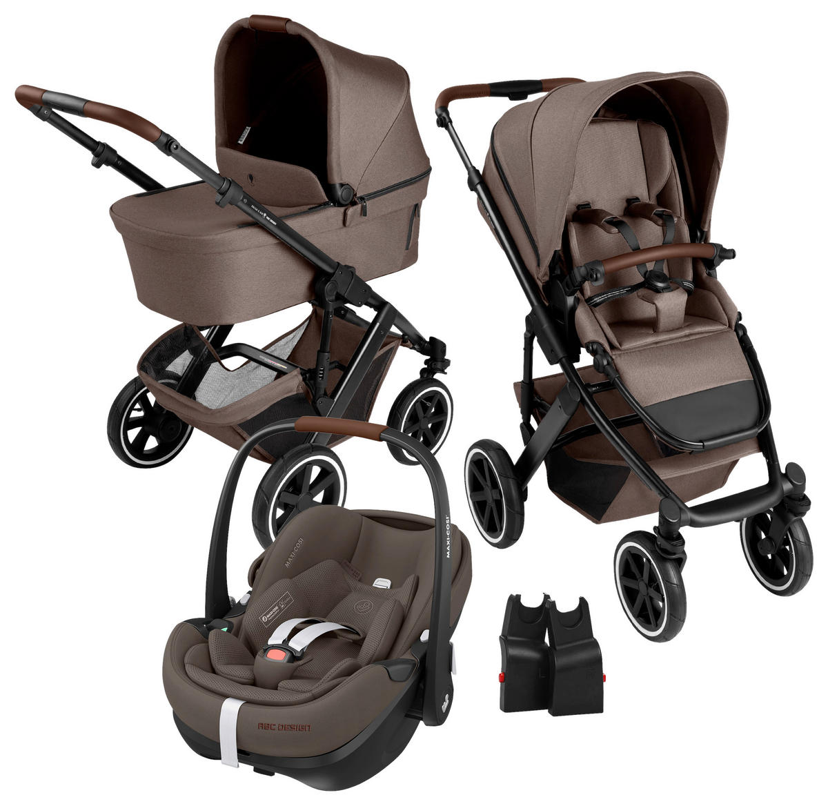 KINDERWAGENSET Salsa 5 Air All In One Set Maxi Cosi  - Sandfarben/Schwarz, Basics, Textil/Metall (95,5/63/118cm) - ABC Design