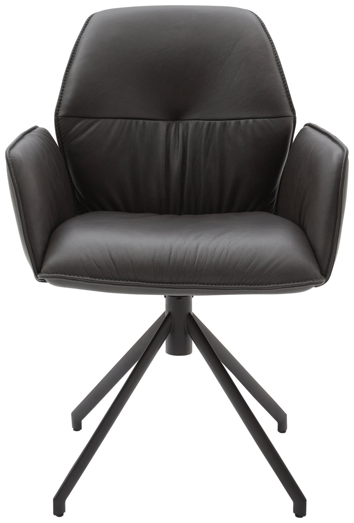 ARMLEHNSTUHL  in Echtleder pigmentiert  - Graphitfarben/Schwarz, Design, Leder (66/89/66cm) - Dieter Knoll