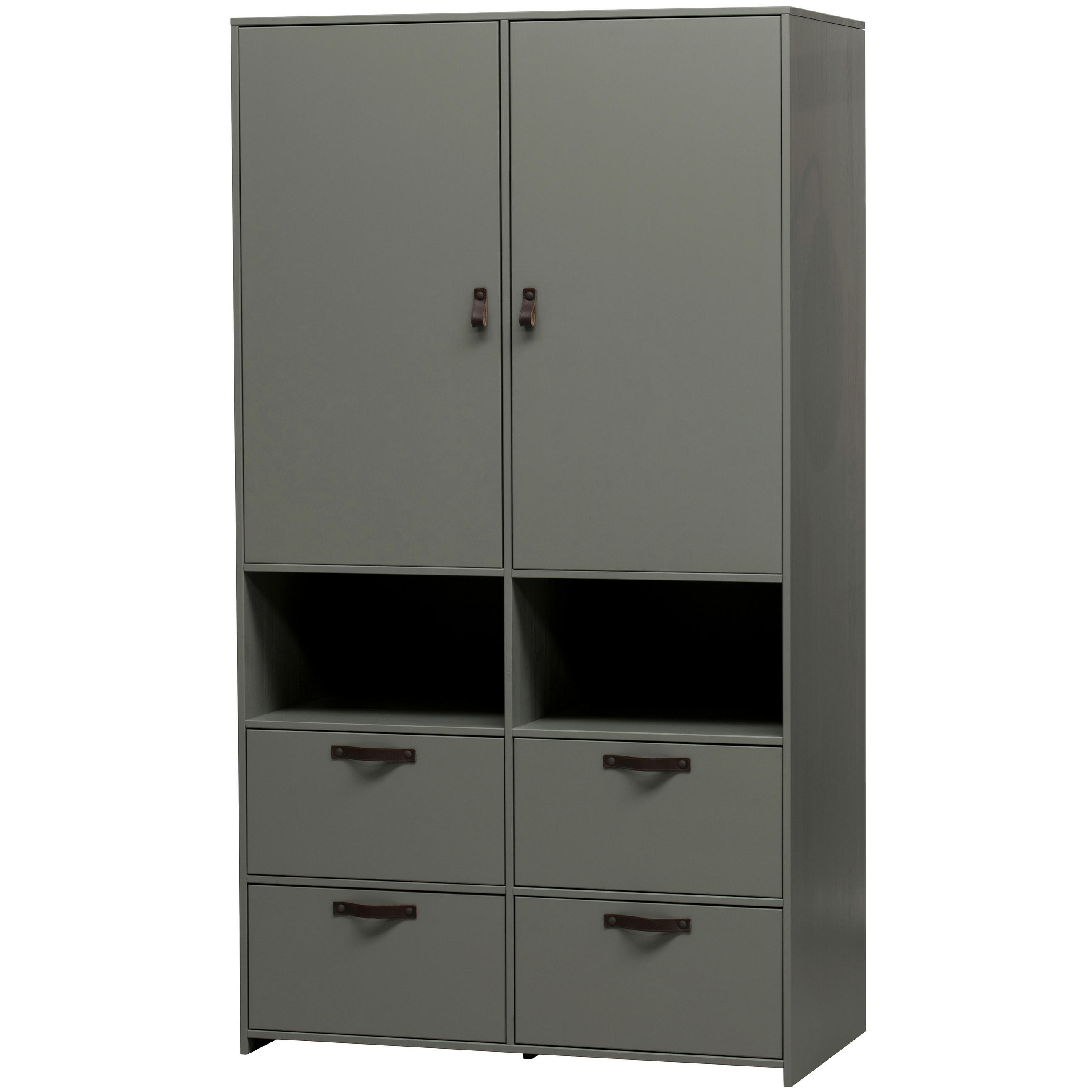 KLEIDERSCHRANK 103/185/40 cm 2-türig Grün  - Braun/Grün, Design, Leder/Holz (103/185/40cm) - Livetastic