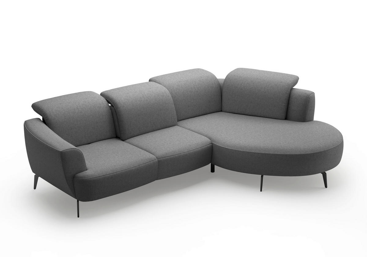 ECKSOFA ZOE E Dunkelgrau Flachgewebe  - Dunkelgrau/Schwarz, KONVENTIONELL, Textil/Metall (309/199cm) - Sit & More