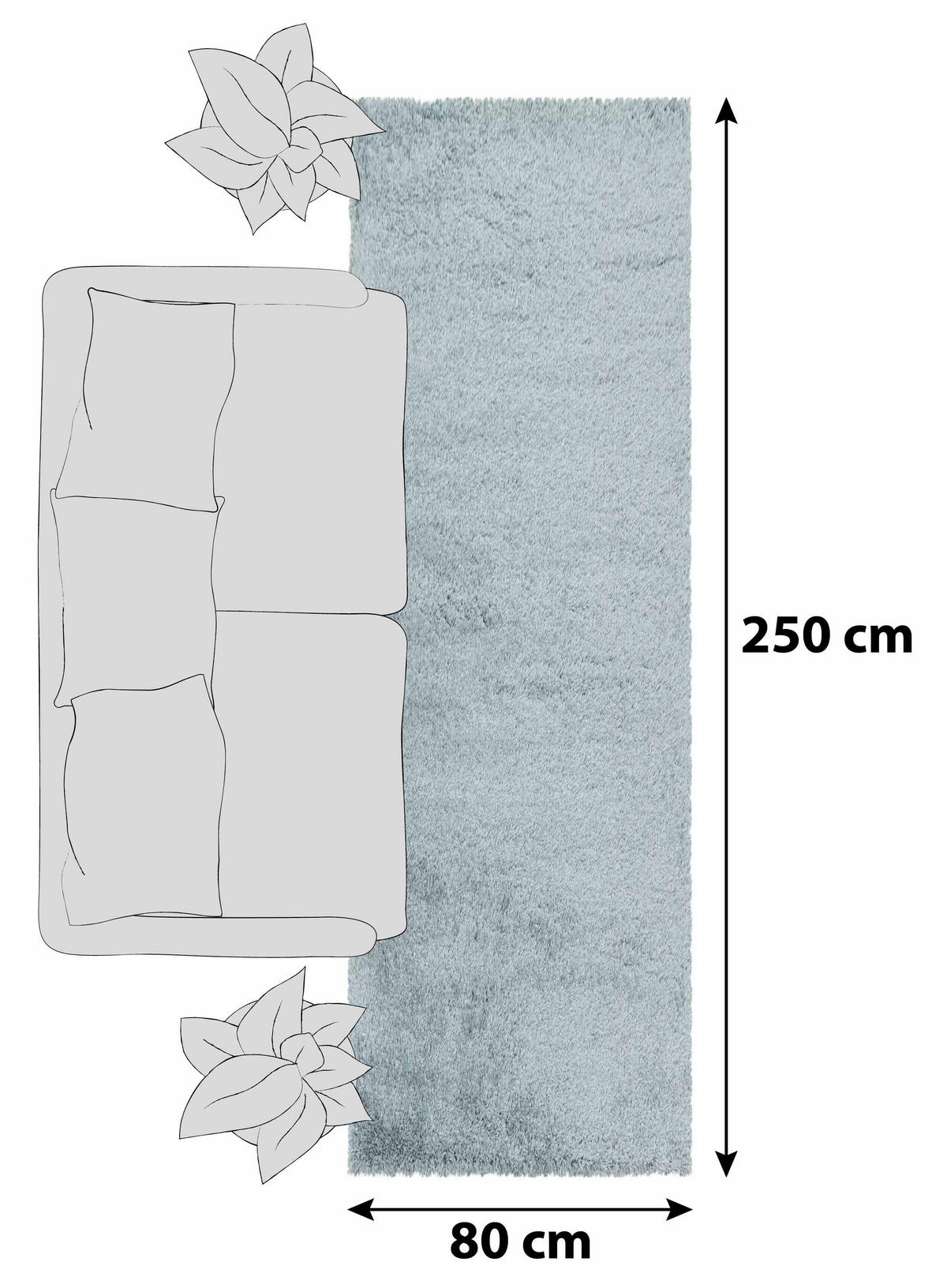 LÄUFER 80/250 cm Fluffy 3500 Blau  - Blau, Basics, Textil (80/250cm)