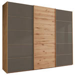 SCHWEBETÜRENSCHRANK  in Dunkelbraun, Eiche Bianco  - Eiche Bianco/Dunkelbraun, Natur, Glas/Holz (250/217/67cm) - Linea Natura