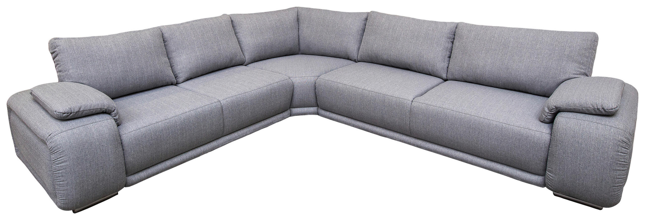 ECKSOFA Grau Struktur  - Chromfarben/Grau, KONVENTIONELL, Textil/Metall (310/280cm) - Carryhome