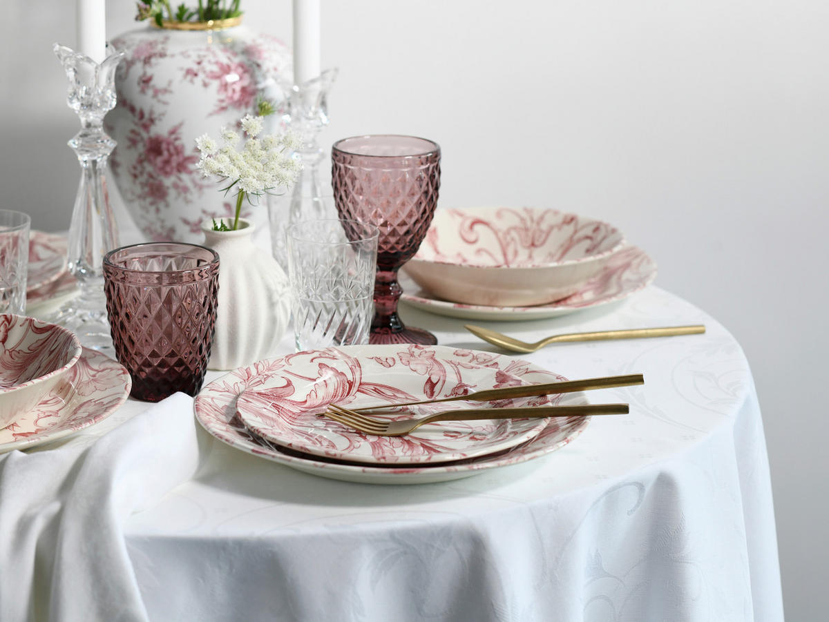 SERVIS Venecia Blue 18 delar  - vit/gammelrosa, Basics, keramik (31/30/32cm) - Creatable
