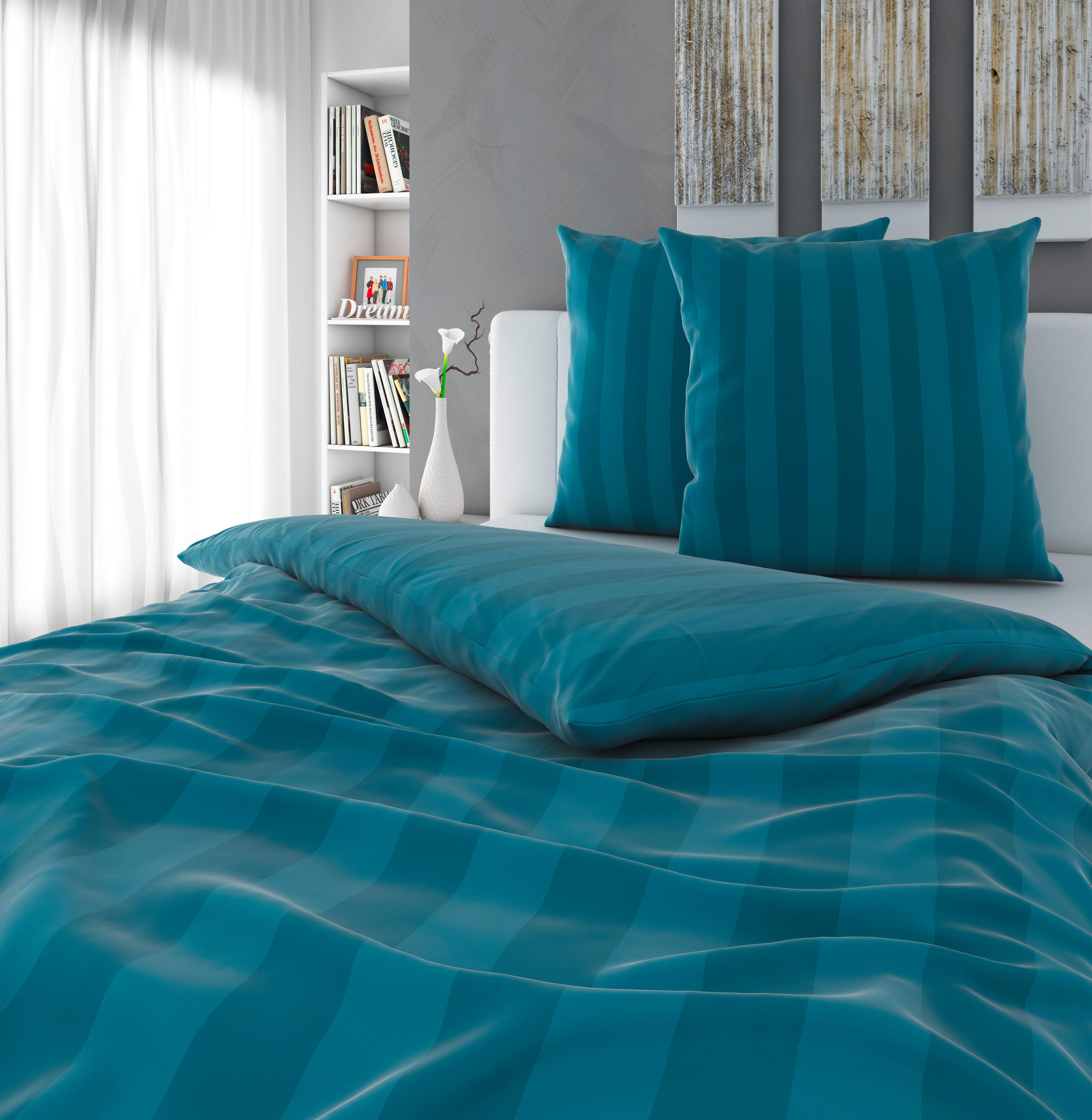 BETTWÄSCHE Dobby Satin 200/200 cm  - Blau, KONVENTIONELL, Textil (200/200cm) - Novel