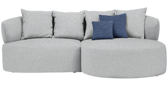 ECKSOFA in Flachgewebe Grau  - Schwarz/Dunkelblau, MODERN, Kunststoff/Textil (235/166cm) - Hom`in