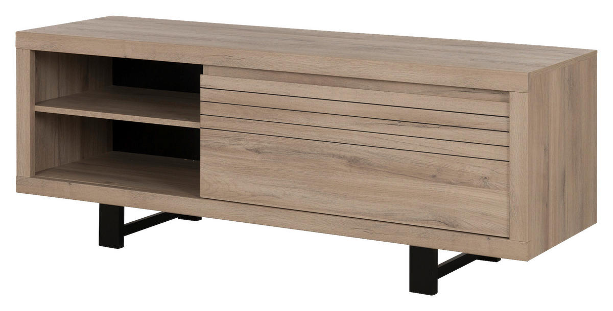 TV-ELEMENT Clay Holzwerkstoff Eichefarben  - Eichefarben/Schwarz, MODERN, Holzwerkstoff (160/60/48cm) - MID.YOU