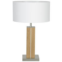 TISCHLEUCHTE 35/56 cm   - Hellbraun/Weiß, LIFESTYLE, Holz/Textil (35/56cm) - Herzblut