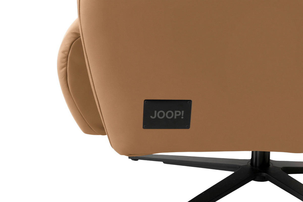 RELAXSESSEL Leder Hellbraun  - Hellbraun/Schwarz, Modern, Leder/Metall (66/110/83cm) - Joop!