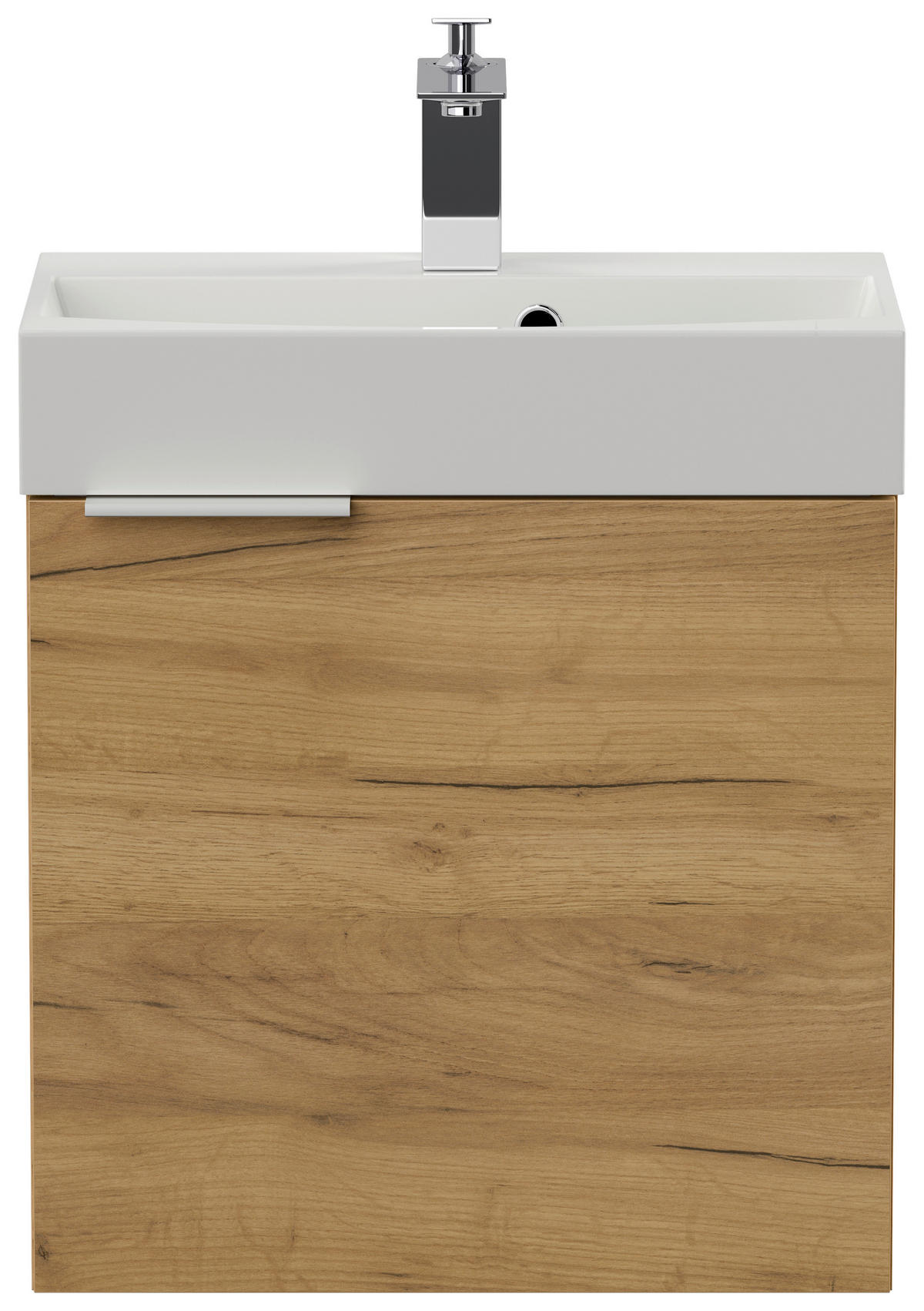 GÄSTEBAD 50 cm  - Eichefarben/Silberfarben, MODERN, Holzwerkstoff/Stein (50cm) - MID.YOU