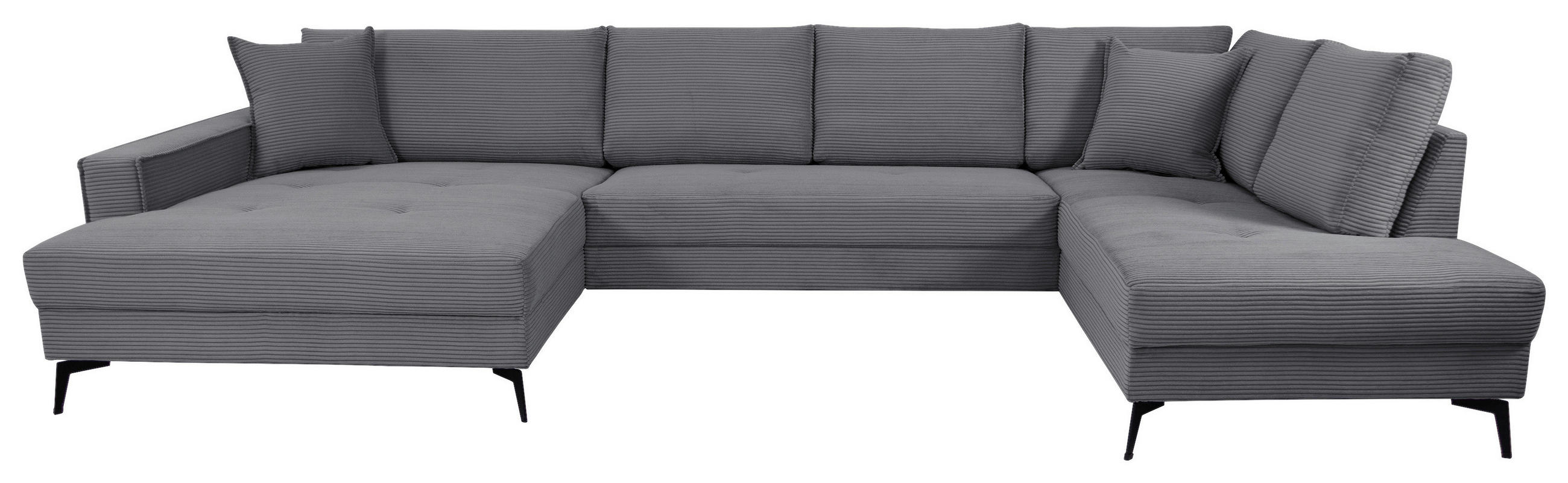 WOHNLANDSCHAFT ZERO Dunkelgrau Cord  - Dunkelgrau/Schwarz, Trend, Textil/Metall (173/362/195cm) - Livetastic