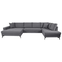 WOHNLANDSCHAFT ZERO Dunkelgrau Cord  - Dunkelgrau/Schwarz, Trend, Textil/Metall (173/362/195cm) - Livetastic