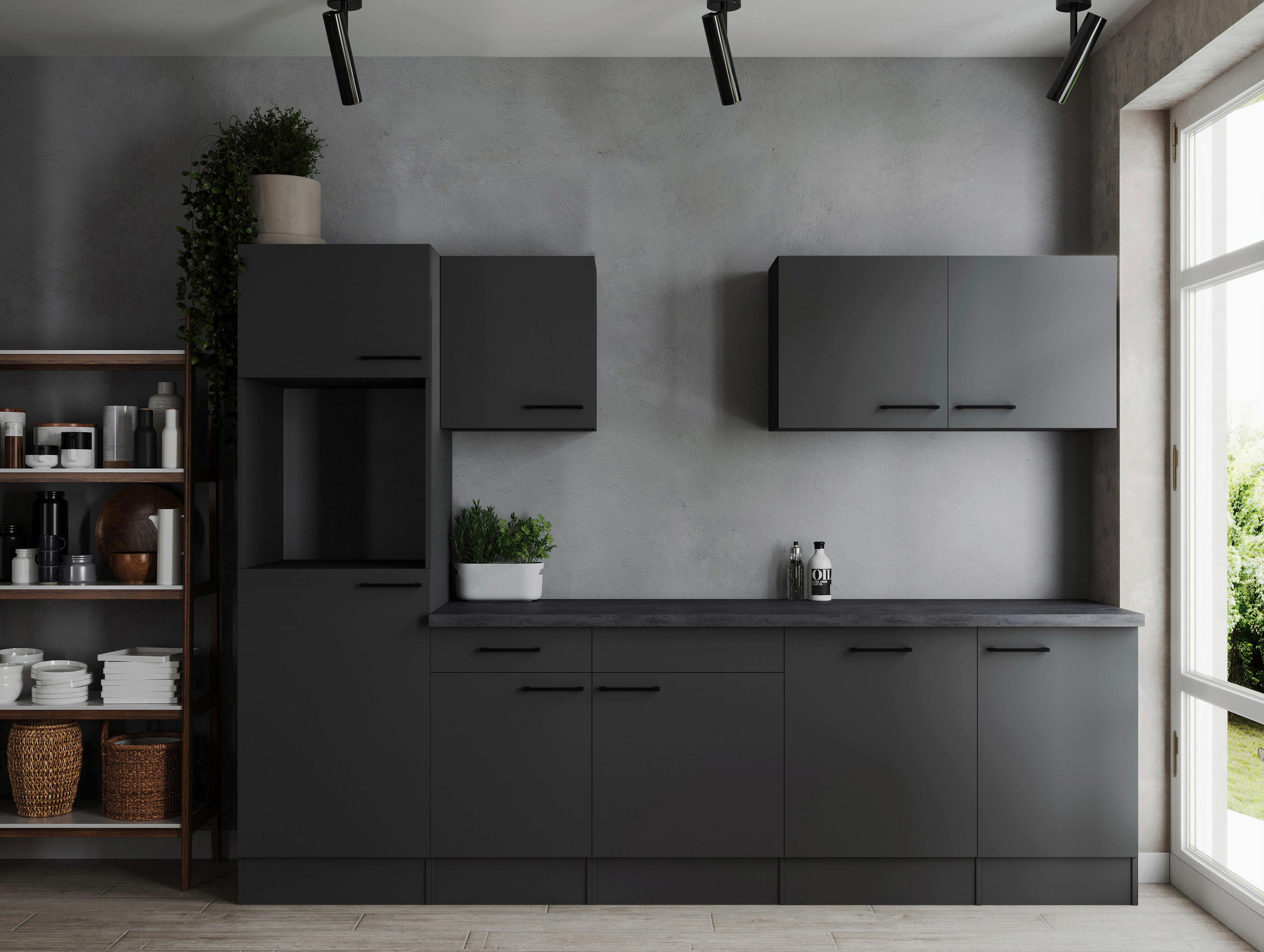 MODULKÖK UTAN VITVAROR 280 cm   i mörkgrå  - mörkgrå/svart, Design, metall/trämaterial (280cm) - Respekta