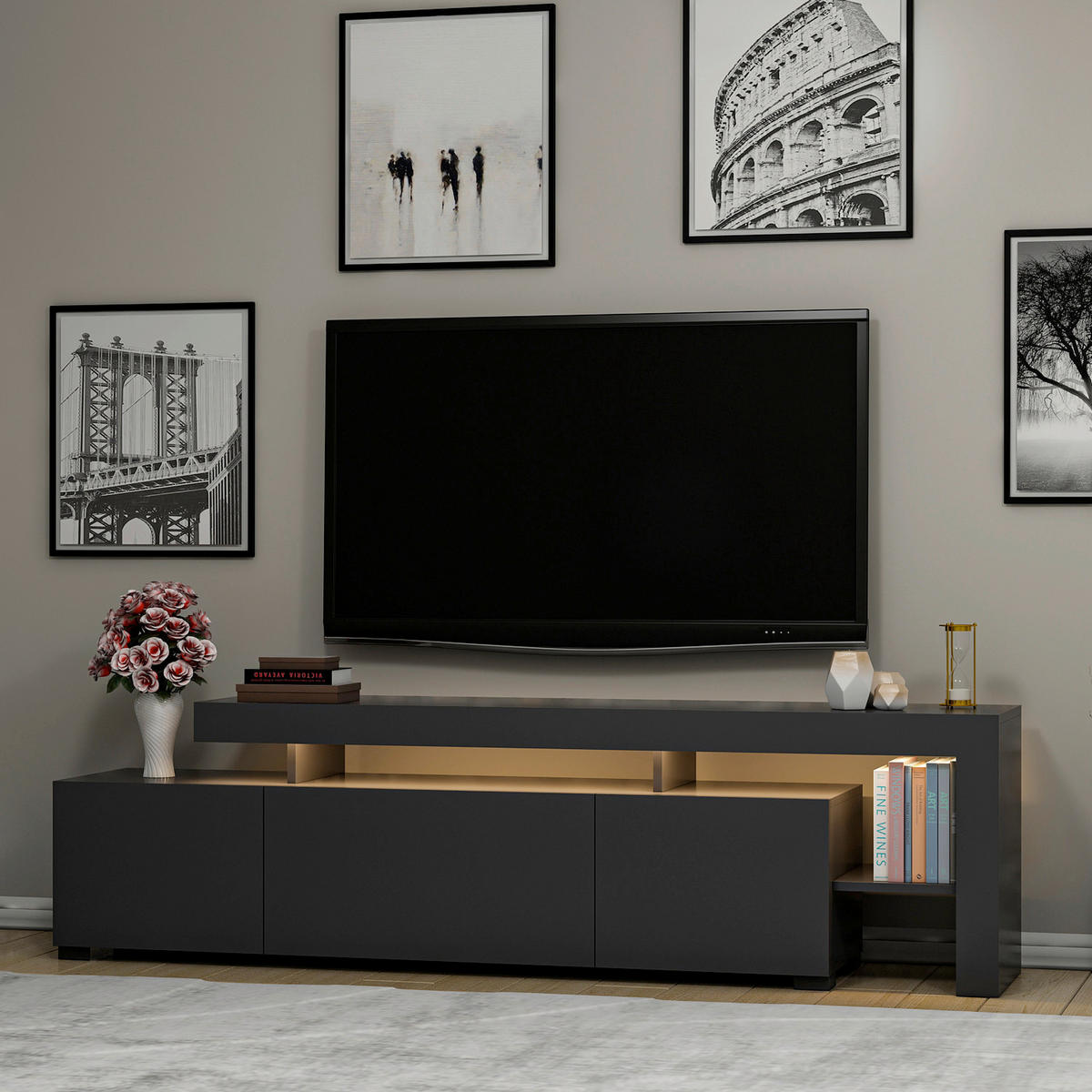 TV-ELEMENT Holzwerkstoff Anthrazit  - Anthrazit, MODERN, Holzwerkstoff (192/53/37cm) - MID.YOU