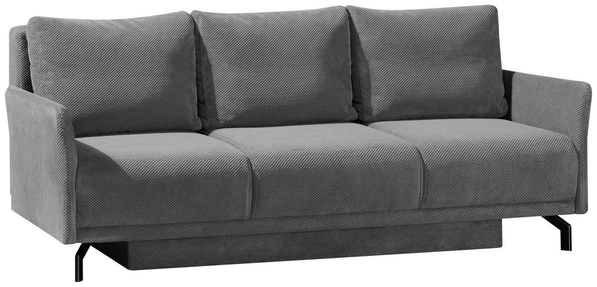 HÁROMÜLÉSES KANAPÉ fa, fém, textil sötétszürke  - fekete/sötétszürke, Modern, textil/fa (214/86/92cm) - Novel