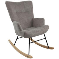 SCHAUKELSTUHL in Webstoff Grau  - Schwarz/Naturfarben, MODERN, Holz/Textil (63/91/52cm) - Livetastic