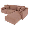 ECKSOFA Taupe Lederlook  - Taupe/Chromfarben, KONVENTIONELL, Kunststoff/Textil (293/195cm) - Carryhome