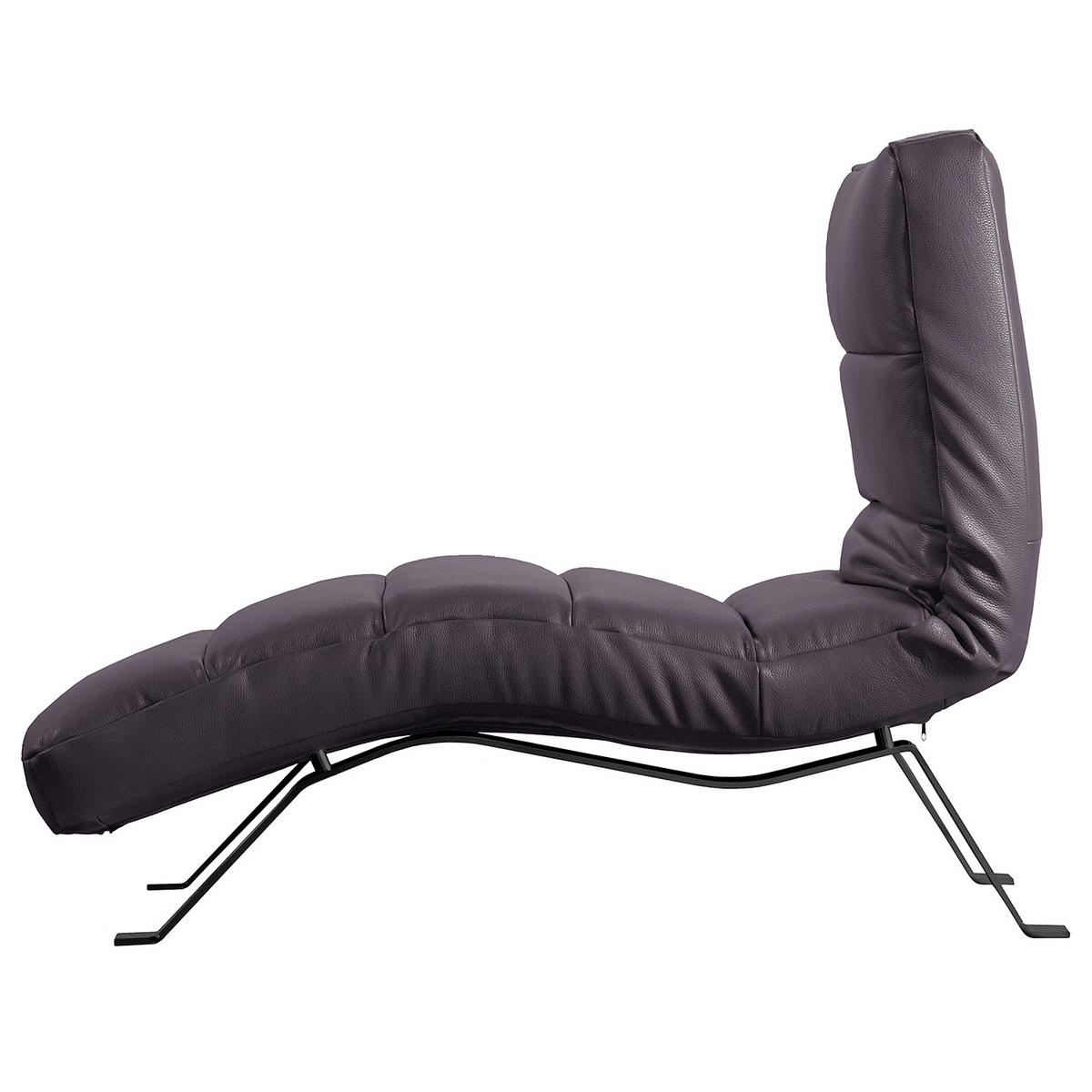 RELAXLIEGE in Echtleder Aubergine  - Aubergine/Schwarz, Design, Leder/Metall (65/65-95/171cm) - Livetastic