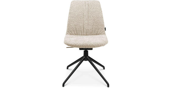 STUHL  Beinauswahl, Stoffauswahl, Sitzfläche 360° drehbar Bouclé  Creme, Schwarz  - Creme/Schwarz, Design, Textil/Metall (46/81,5-84,5/55cm) - Johann Jakob