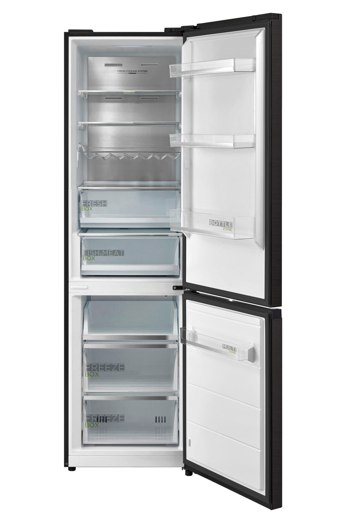 KÜHL-GEFRIER-KOMBINATION 59,5/201/70 cm MDRB521MGA28O  - Schwarz, Basics, Kunststoff/Metall (59,5/201/70cm) - Midea