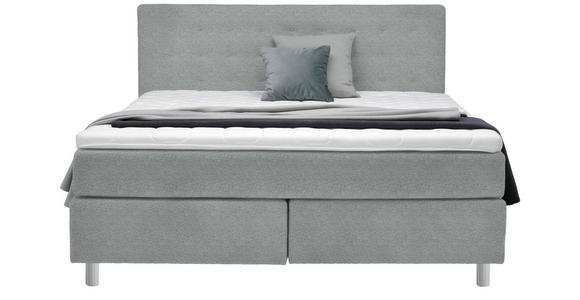 BOXSPRINGBETT 180/200 cm  in Grau  - Chromfarben/Grau, KONVENTIONELL, Kunststoff/Textil (180/200cm) - Voleo