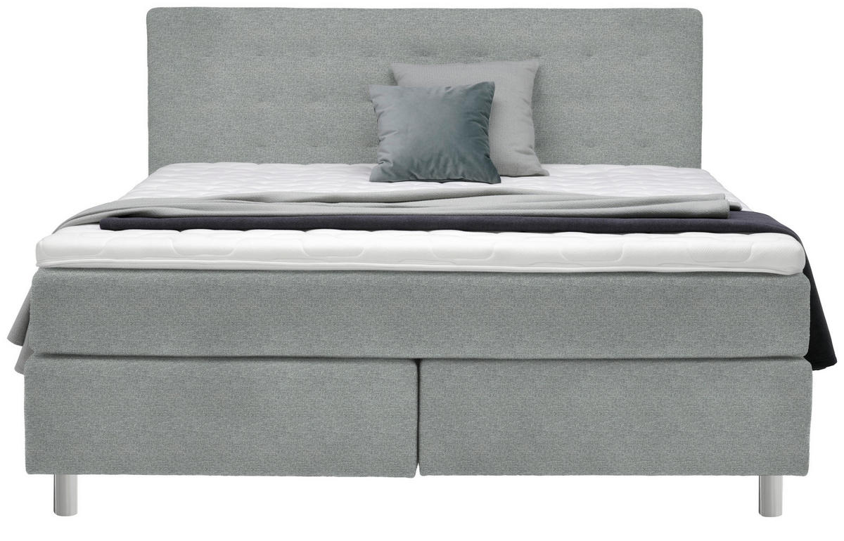 BOXSPRINGBETT 200/200 cm  in Grau  - Chromfarben/Grau, KONVENTIONELL, Kunststoff/Textil (200/200cm) - Voleo
