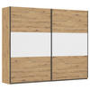 GARDEROB MED SKJUTDÖRRAR 261/210/59 cm 2-dörrar - vit/aluminiumfärg, Modern, metall/trämaterial (261/210/59cm) - Rauch Möbel