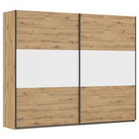 SCHWEBETÜRENSCHRANK in Weiss, Alufarben, Eiche Artisan  - Weiss/Alufarben, Modern, Holzwerkstoff/Metall (261/210/59cm) - Rauch Möbel