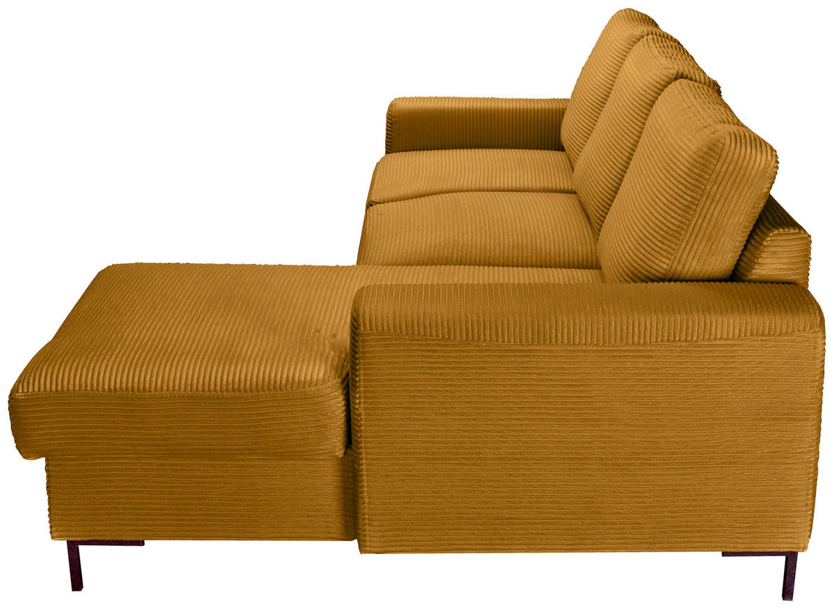 ECKSOFA Currygelb Cord  - Currygelb/Schwarz, KONVENTIONELL, Textil/Metall (240/150cm) - Carryhome