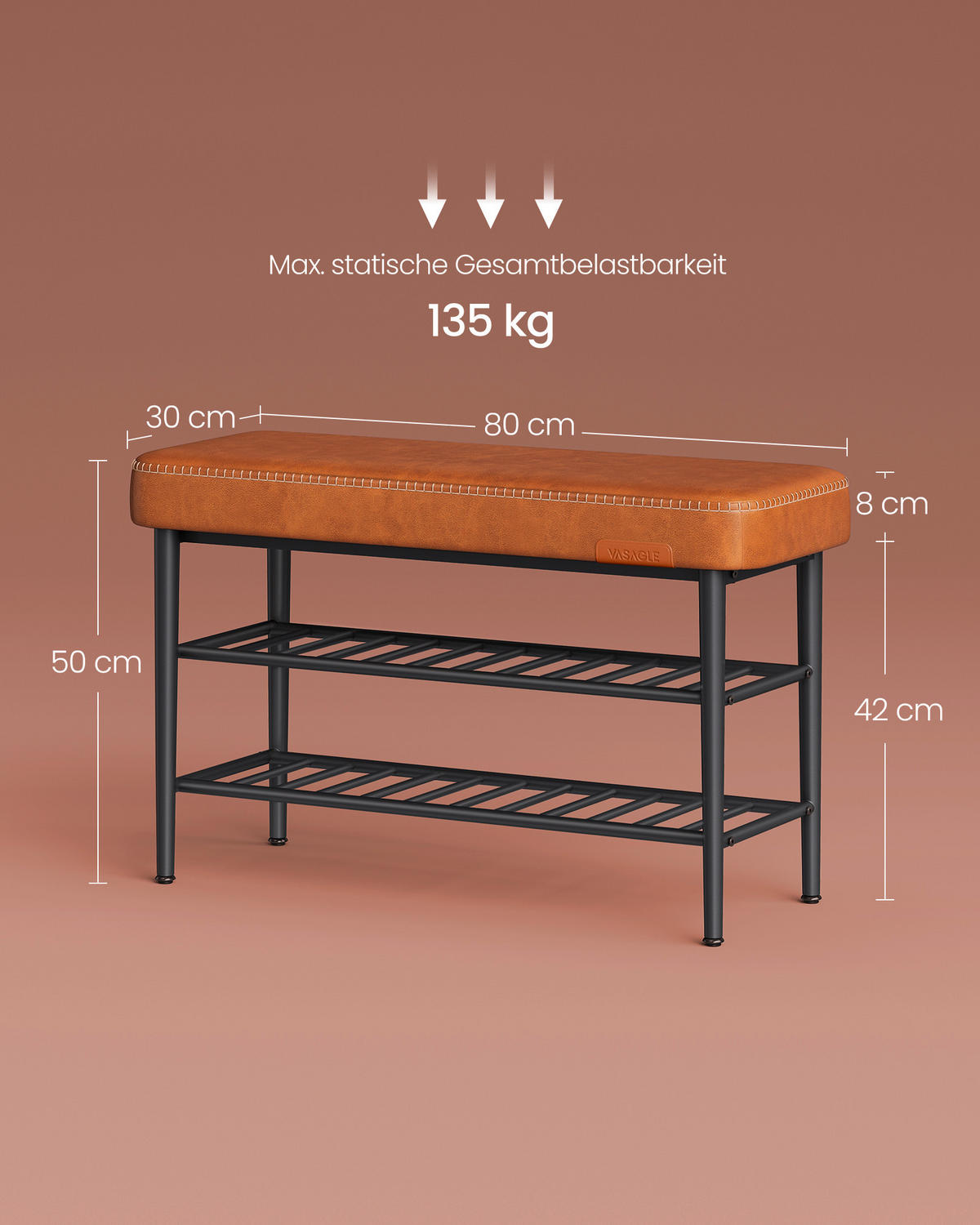 LAVICA NA TOPÁNKY, čierna, koňaková, 80/50/30 cm - čierna/koňaková, Trend, kov/textil (80/50/30cm) - MID.YOU