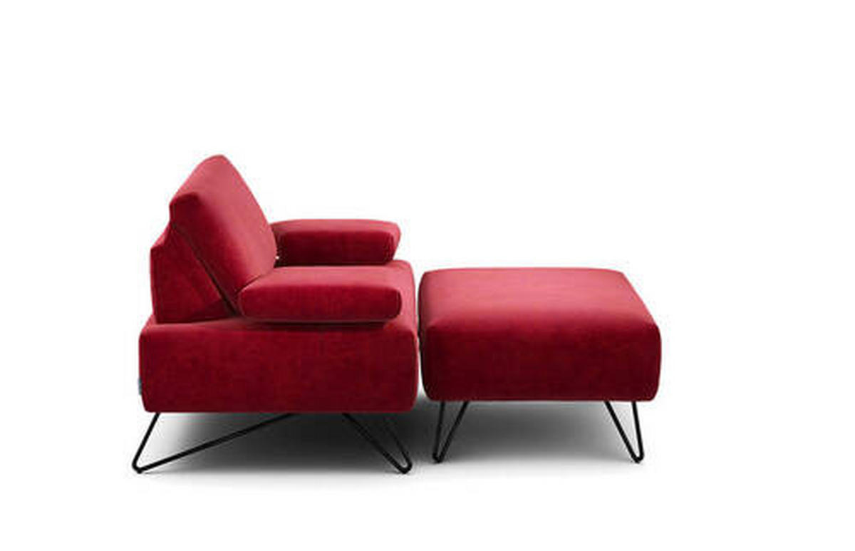 SESSELSET in Samt Rot  - Rot/Schwarz, Design, Textil/Metall (114-142/85/86-94cm) - SENSOO