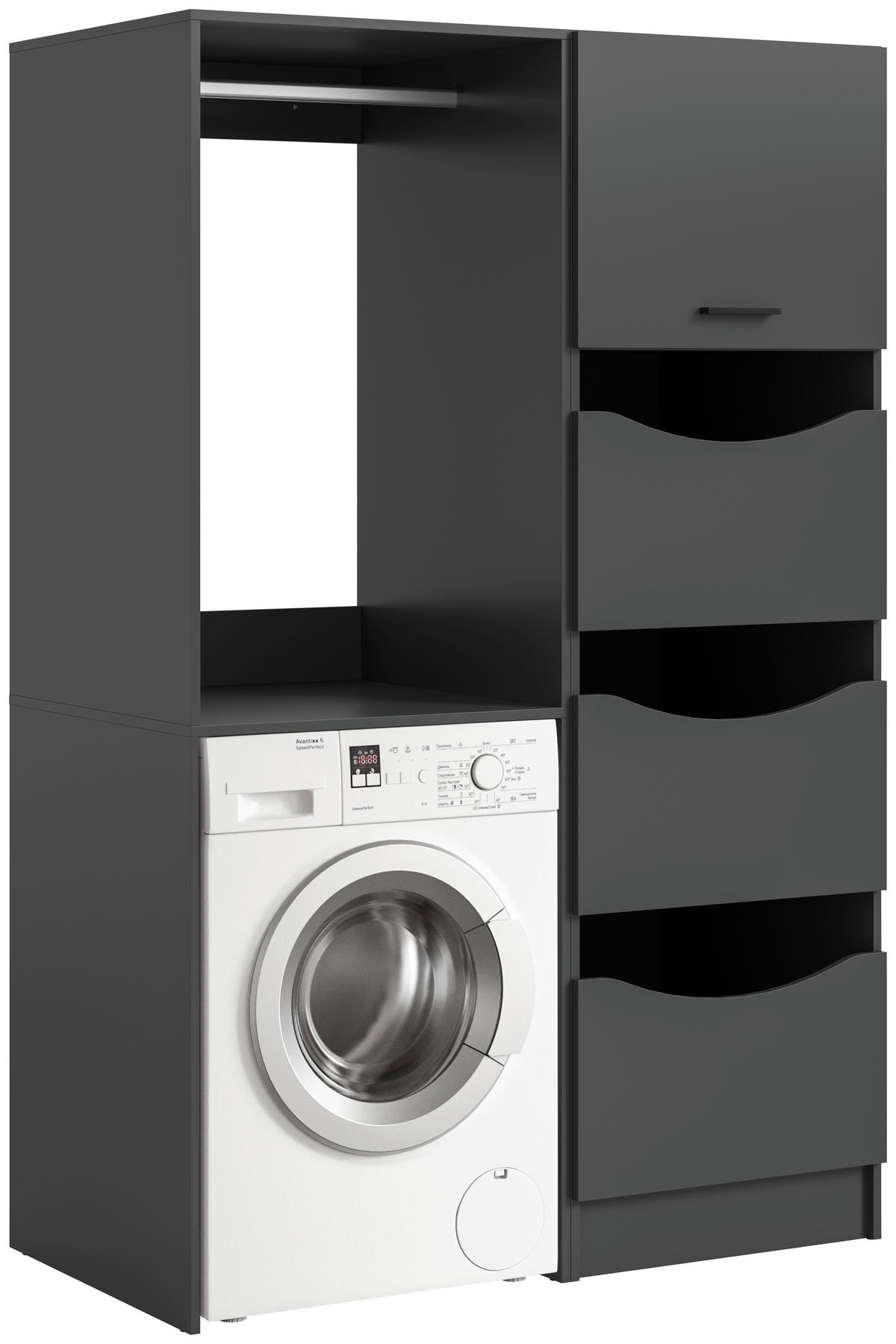 HAUSWIRTSCHAFTSRAUM 126/195/68 cm Anthrazit  - Anthrazit, Basics, Holzwerkstoff (126/195/68cm) - MID.YOU