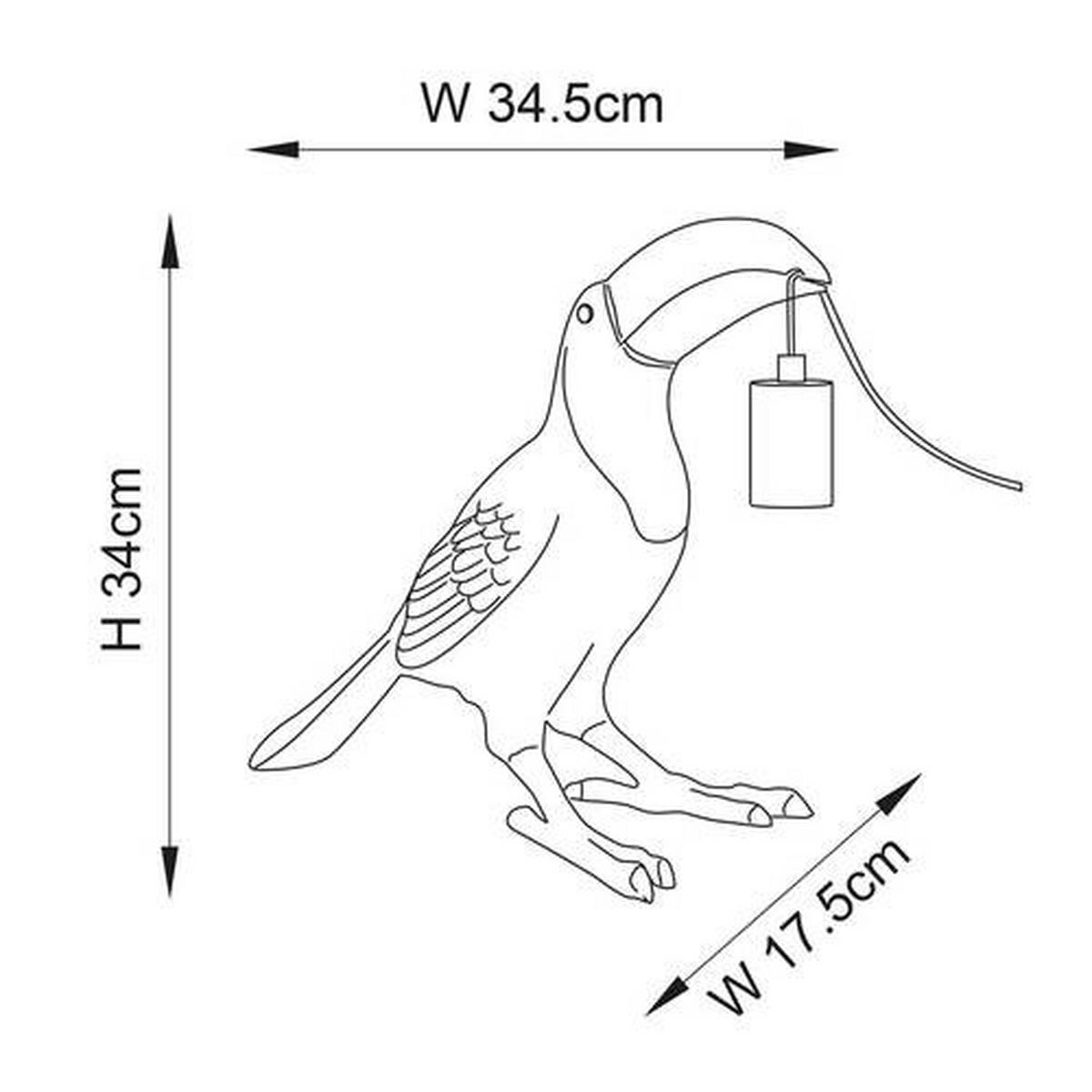TISCHLEUCHTE Endon Toco Toucan 34.5/17,5/34 cm   - Chromfarben/Silberfarben, Trend, Kunststoff/Metall (34.5/17,5/34cm) - ENDON