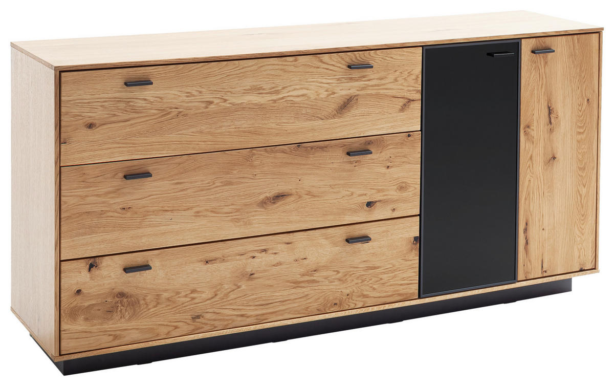 SIDEBOARD  in 179/86/44 cm  - Eichefarben/Anthrazit, Natur, Glas/Holz (179/86/44cm) - Linea Natura