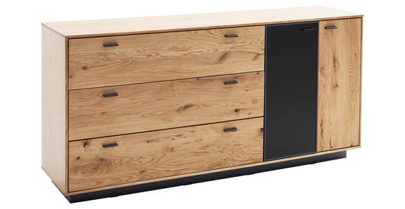 SIDEBOARD Anthrazit, Eichefarben  179/86/44 cm  - Eichefarben/Anthrazit, Natur, Glas/Holz (179/86/44cm) - Linea Natura