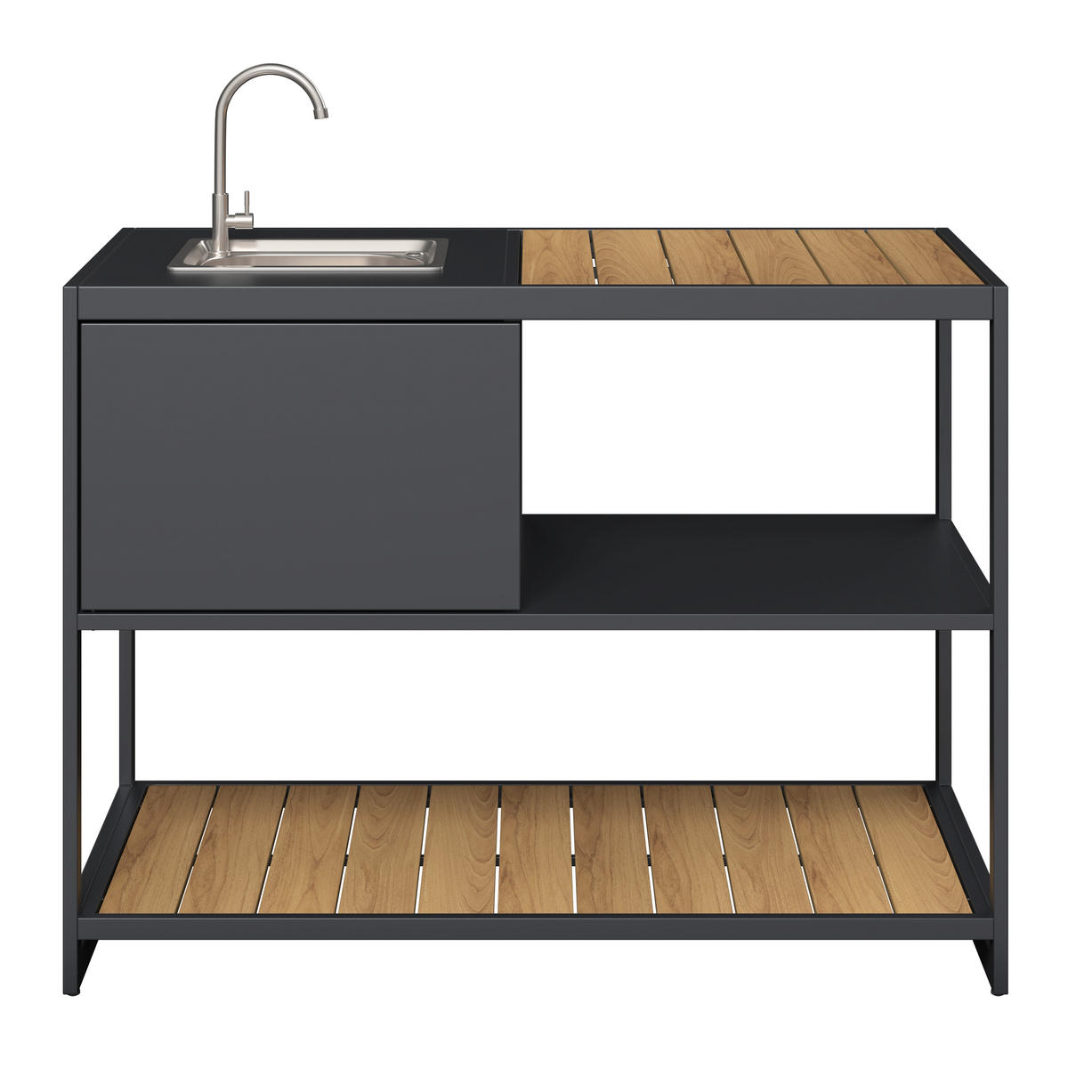 OUTDOORKÜCHE - Anthrazit/Naturfarben, MODERN, Kunststoff/Metall (120/116/60cm) - Ambia Garden