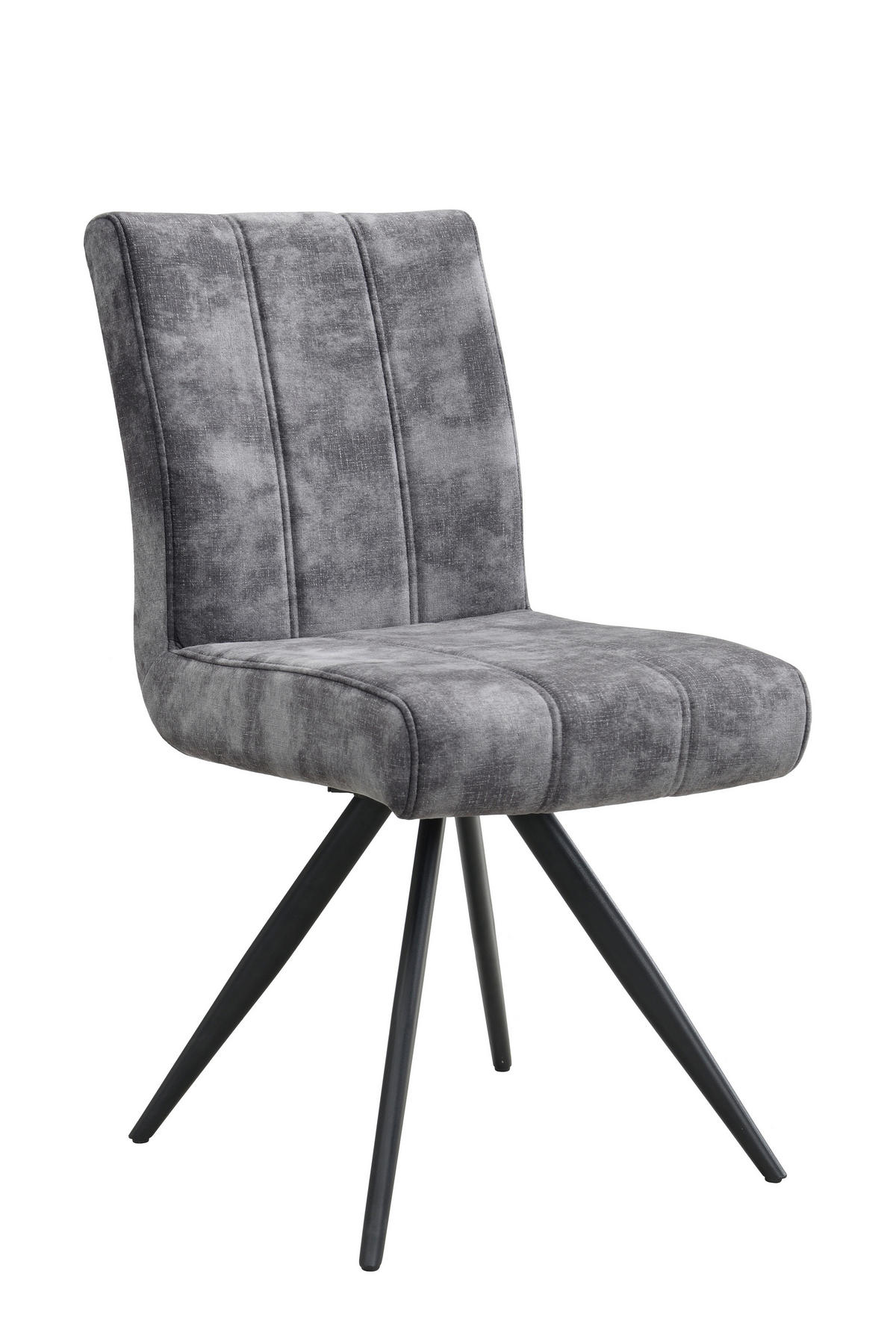 STUHL-SET 4 Stück erweiterbar, Sitzfläche 360° drehbar Samt, Mikrofaser  Anthrazit  - Anthrazit/Schwarz, MODERN, Textil/Metall (44/89/67cm) - P & B