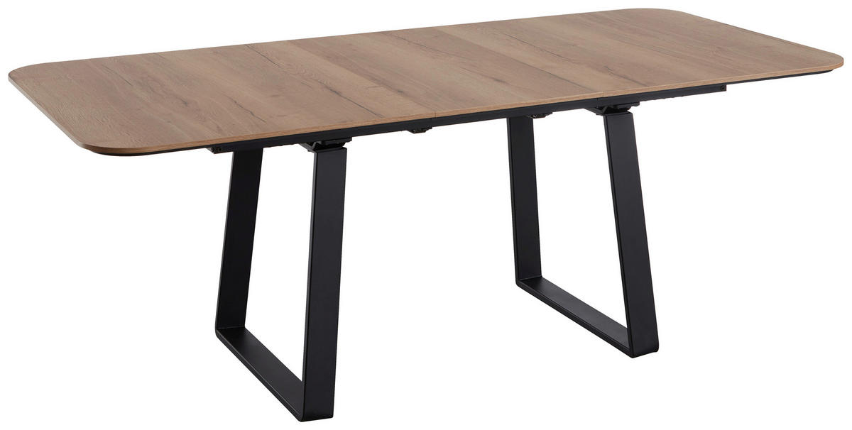 ESSTISCH Schwarz, Eiche dunkel rechteckig  ausziehbar, in verschiedenen Größen erhältlich, in verschiedenen Holzdekoren erhältlich  - Eiche dunkel/Schwarz, Basics, Holzwerkstoff/Metall (180-230/95/76cm) - Celina Home