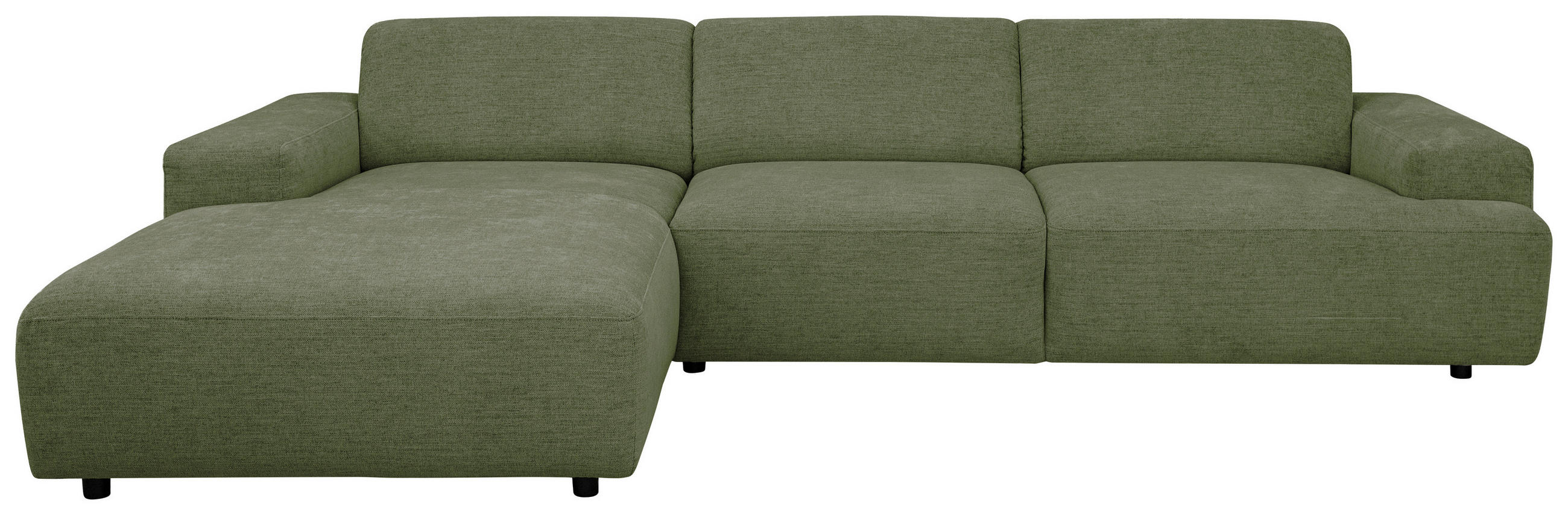 ECKSOFA 184/294 cm  in Flachgewebe Olivgrün Rücken echt  184/294 cm  - Schwarz/Olivgrün, KONVENTIONELL, Kunststoff/Textil (184/294cm) - Hom`in
